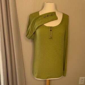 Scoop Neck Olive Long Sleeve Top
